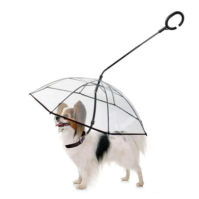 Dog Umbrella, Clear Pet Umbrella Flexible Handle Umbrella for Dog with Rope for Small Pets