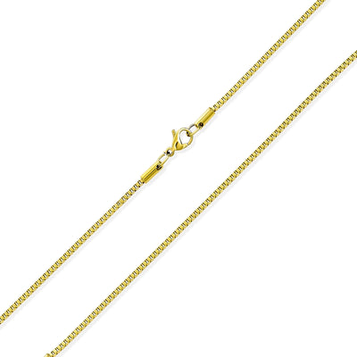 Unisex Venetian Box Necklace Yellow Gold Plated Stainless Steel 30 Inch 1.5MM