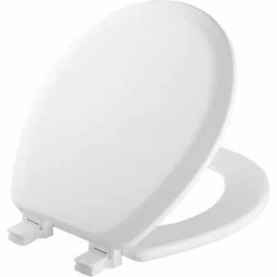 Richfield Elongated Enameled Wood Closed Front Toilet Seat in White Never Loosens and Removes for Easy Cleaning